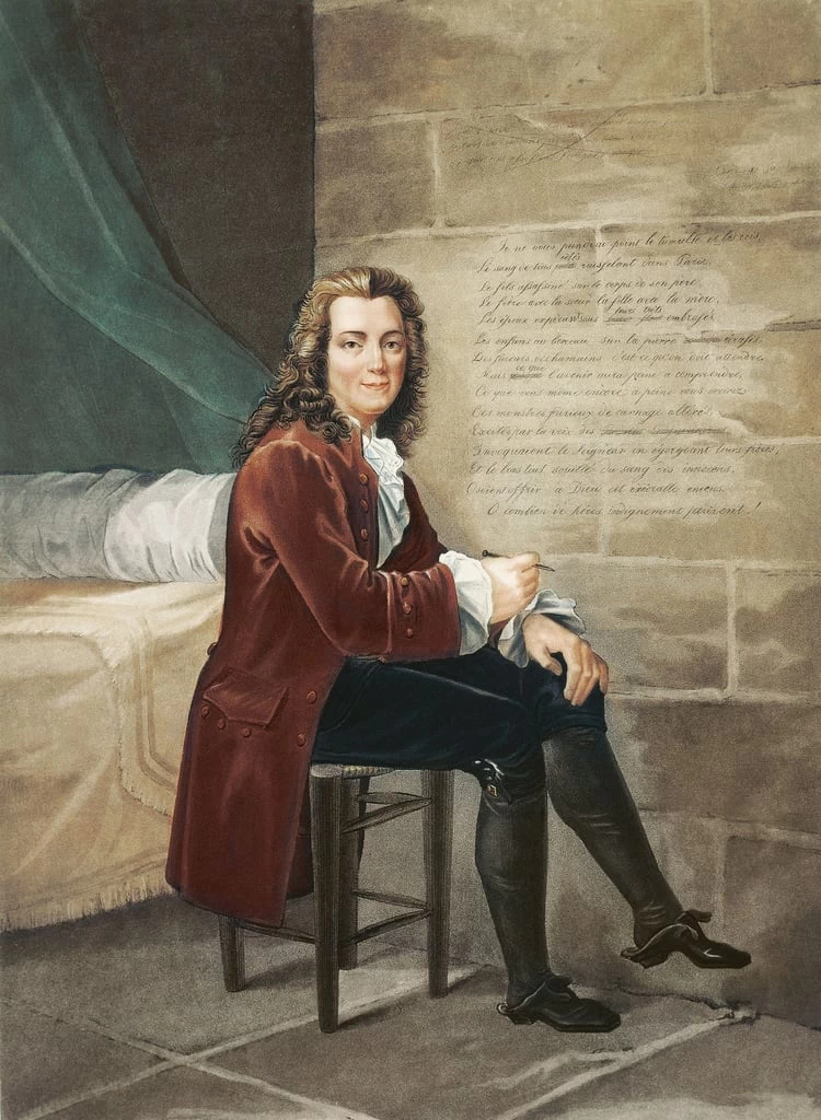 Voltaire imprigionato nella Bastiglia scrivendo La Henriade